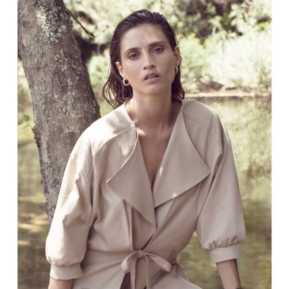 Cotton Brothers | Women | Beige Cotton Linen Blend Light Morning Jacket | Small - Picture 12 of 12